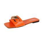 画像9: Metallic Chain Flat Leather Sandal Slippers shoes  メタリックチェーン付きフラットレザーサンダル スリッパ  シューズ　 (9)