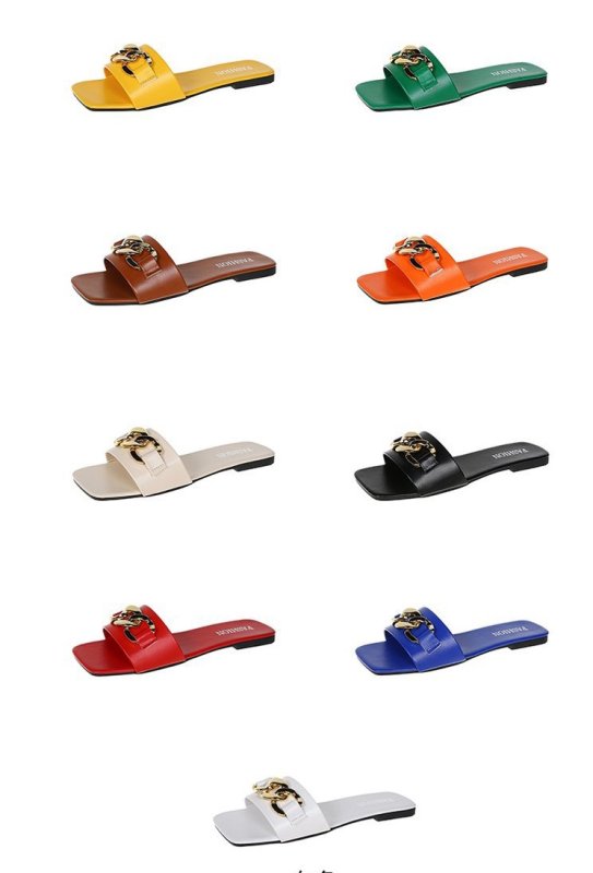 画像10: Metallic Chain Flat Leather Sandal Slippers shoes  メタリックチェーン付きフラットレザーサンダル スリッパ  シューズ　 (10)