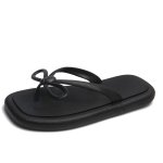 画像2: Ribbon Thong Flip-Flop Sandals Slippers ユニセックス男女兼用トングリボン付きフラットトングサンダルスリッパ (2)