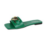 画像5: Metallic Chain Flat Leather Sandal Slippers shoes  メタリックチェーン付きフラットレザーサンダル スリッパ  シューズ　 (5)