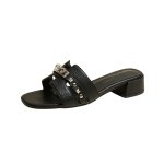 画像2: Cadena & Stud Leather Sandal Slippers shoes  カデナ&スタッズレザーサンダル スリッパ  シューズ　 (2)