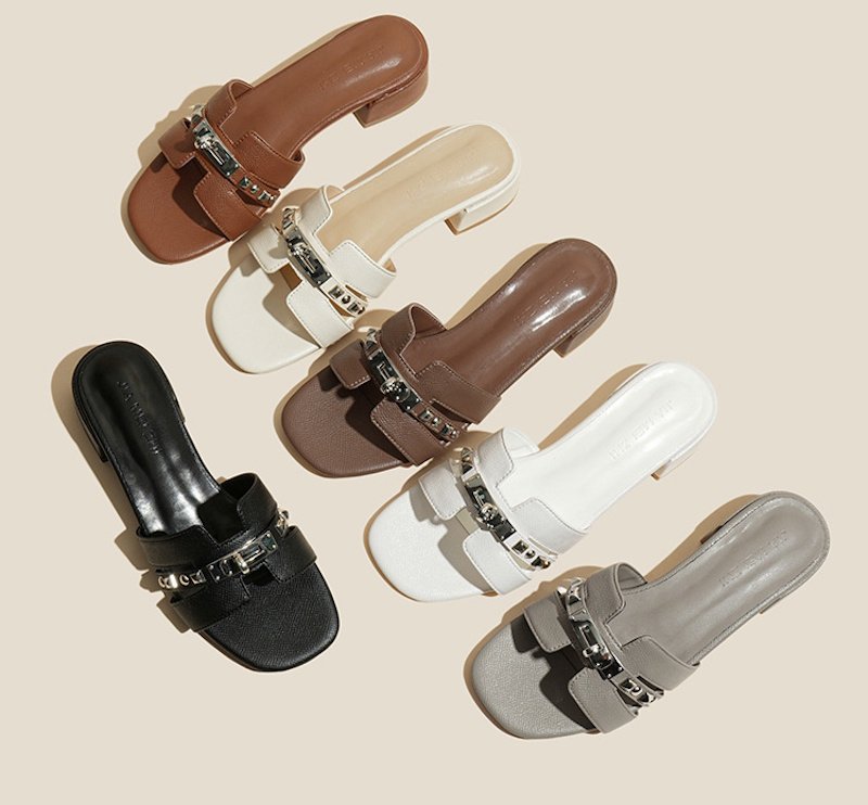 画像14: Cadena & Stud Leather Sandal Slippers shoes  カデナ&スタッズレザーサンダル スリッパ  シューズ　 (14)