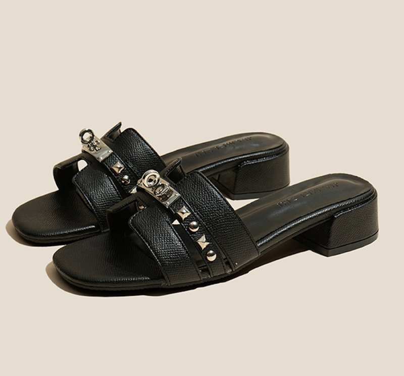 画像7: Cadena & Stud Leather Sandal Slippers shoes  カデナ&スタッズレザーサンダル スリッパ  シューズ　 (7)