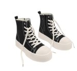 画像5: canvas Platform Lace-Up High-Top Sneakers Shoes　ユニセックス 男女兼用キャンバスハイカット 厚底 レースアップスニーカー (5)