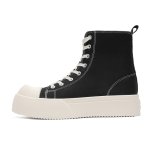 画像1: canvas Platform Lace-Up High-Top Sneakers Shoes　ユニセックス 男女兼用キャンバスハイカット 厚底 レースアップスニーカー (1)