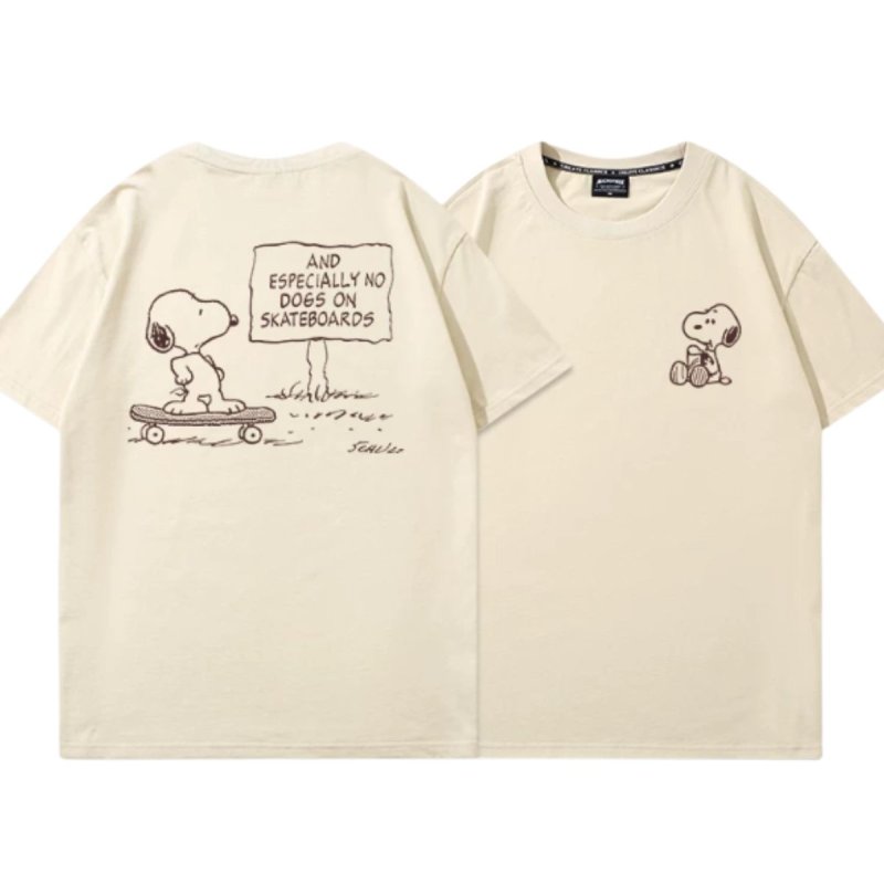 画像3: Snoopy on a skateboard print T-shirt  ユニセックス 男女兼用スケートボードスヌーピープリントTシャツ (3)