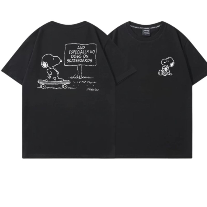 画像2: Snoopy on a skateboard print T-shirt  ユニセックス 男女兼用スケートボードスヌーピープリントTシャツ (2)