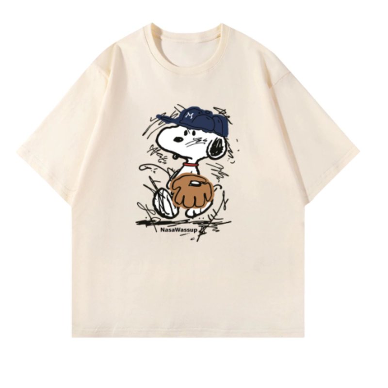 画像3: snoopy baseball print T-shirt  ユニセックス 男女兼用ベースボールスヌーピープリントTシャツ (3)