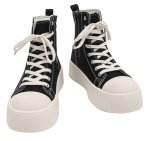 画像3: canvas Platform Lace-Up High-Top Sneakers Shoes　ユニセックス 男女兼用キャンバスハイカット 厚底 レースアップスニーカー (3)