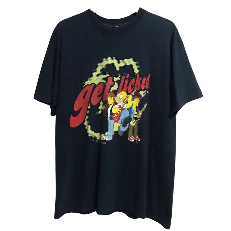 画像1: Get Licked City Boy Homer Simpson Rock Band Vintage Style print Short-Sleeve T-Shirt  ユニセックス 男女兼用ホーマーシンプソンロックバンドヴィンテージスタイルプリント半袖Tシャツ (1)