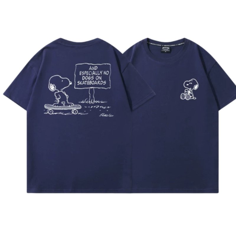 画像4: Snoopy on a skateboard print T-shirt  ユニセックス 男女兼用スケートボードスヌーピープリントTシャツ (4)