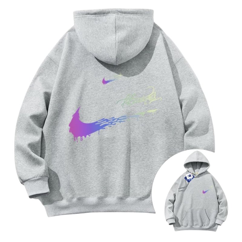 画像1: Unisex Double Swoosh Rainbow logo Sweat Hoodie ユニセックス 男女兼用  ダブルスウッシュ レインボーロゴ 長袖 トレーナー パーカー (1)