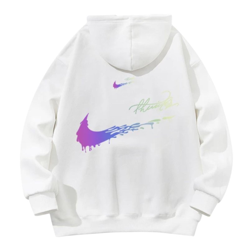 画像2: Unisex Double Swoosh Rainbow logo Sweat Hoodie ユニセックス 男女兼用  ダブルスウッシュ レインボーロゴ 長袖 トレーナー パーカー (2)