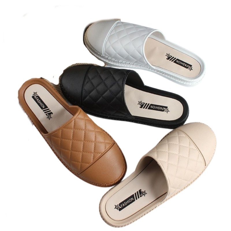 画像5: Leather quilted flat sandal slippers shoes  レザーキルティングフラットサンダル スリッパ  シューズ　 (5)