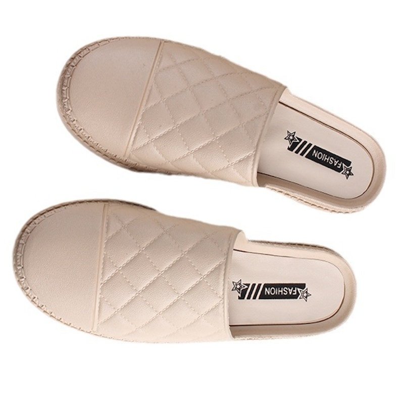 画像1: Leather quilted flat sandal slippers shoes  レザーキルティングフラットサンダル スリッパ  シューズ　 (1)