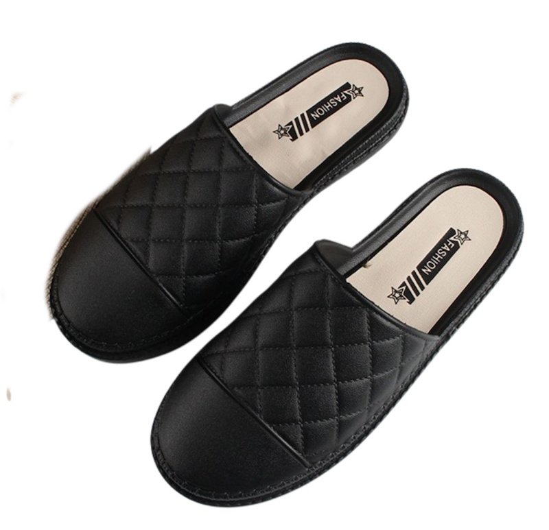 画像4: Leather quilted flat sandal slippers shoes  レザーキルティングフラットサンダル スリッパ  シューズ　 (4)