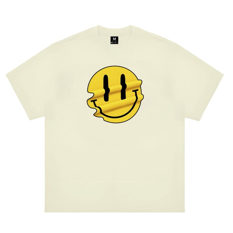 画像1: Distorted melt SMILE T-shirt ユニセックス 男女兼用 ドロドロ スマイル プリント 半袖 Tシャツ (1)