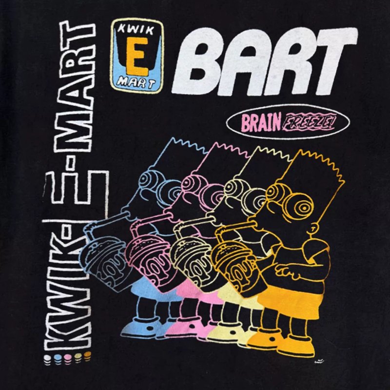 画像2: Kwik-E-Mart x Bart Simpson Print Vintage Style print Short-Sleeve T-Shirt  ユニセックス 男女兼用クイック・E・マート×バートシンプソンヴィンテージスタイルプリント半袖Tシャツ (2)