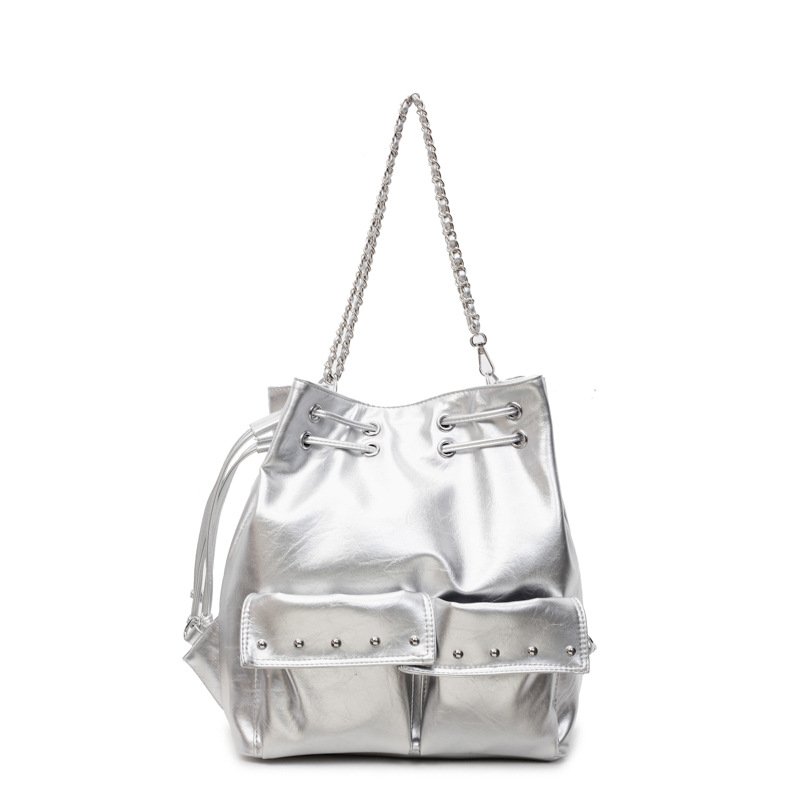 画像3: chain studs 3way bag　 チェーンスタッズ付きレザー3WAYトートショルダーパックバッグ (3)