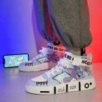 画像2: Kids Womens Mens Tom & Jerry Paint Graffiti High Top Sneakers トムとジェリー トム＆ジェリー ペイント レースアッープハイカット スニーカー キッズサイズ (2)