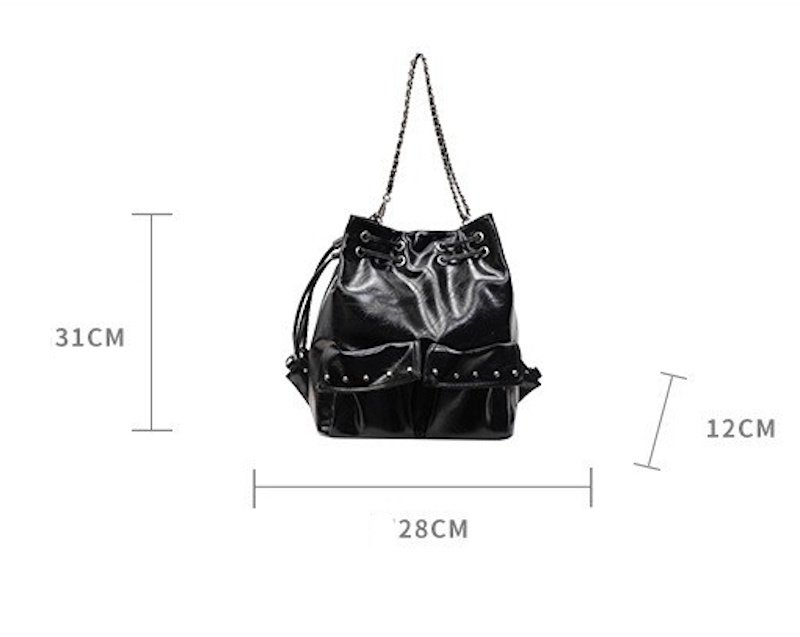 画像6: chain studs 3way bag　 チェーンスタッズ付きレザー3WAYトートショルダーパックバッグ (6)