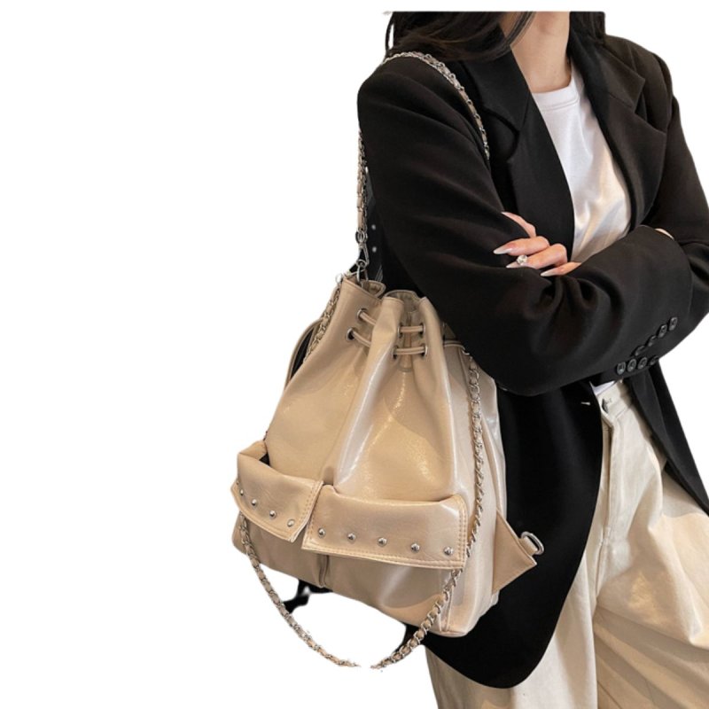 画像8: chain studs 3way bag　 チェーンスタッズ付きレザー3WAYトートショルダーパックバッグ (8)