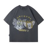 画像1: Unisex Surprised Face Tom and Jerry Vintage Style print t-shirt　 男女兼用 ユニセックスサプライズトムとジェリーヴィンテージスタイルプリントTシャツ (1)