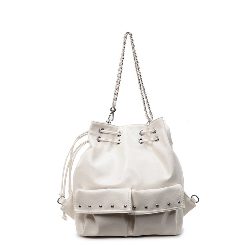 画像4: chain studs 3way bag　 チェーンスタッズ付きレザー3WAYトートショルダーパックバッグ (4)