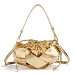 画像9:  Leather Mesh & Studded Drawstring Shoulder Crossbody Bag　レザーメッシュ＆スタッズ巾着ショルダークロスボディーバッグ (9)
