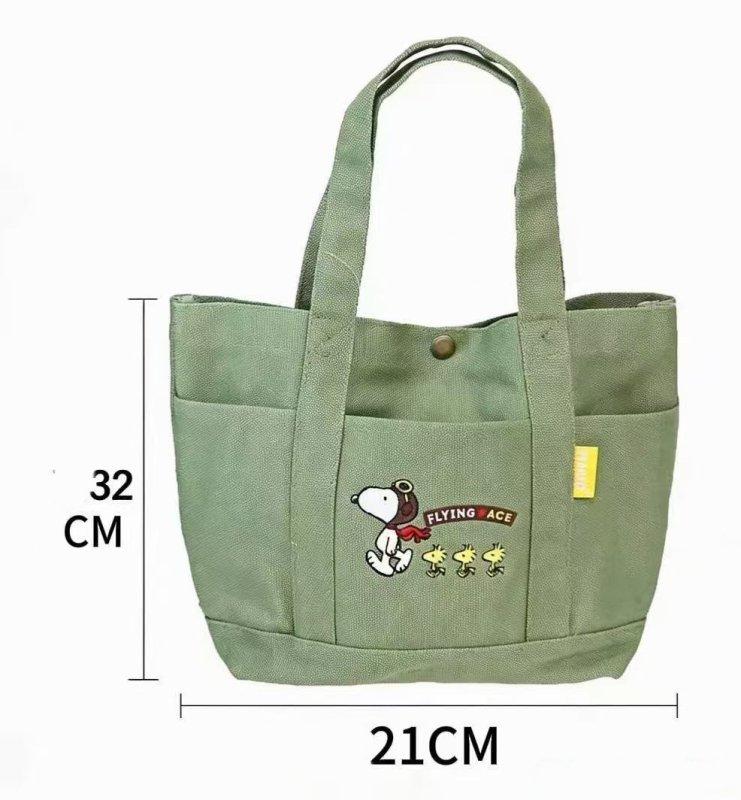画像4:  Unisex Snoopy embroidered canvas  Tote Shoulder Bag Shopping Eco Bag　ユニセックス男女兼用スヌーピー刺繍キャンバストートショルダーバッグ通勤通学ショッピング (4)
