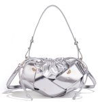 画像3:  Leather Mesh & Studded Drawstring Shoulder Crossbody Bag　レザーメッシュ＆スタッズ巾着ショルダークロスボディーバッグ (3)