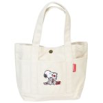 画像2:  Unisex Snoopy embroidered canvas  Tote Shoulder Bag Shopping Eco Bag　ユニセックス男女兼用スヌーピー刺繍キャンバストートショルダーバッグ通勤通学ショッピング (2)