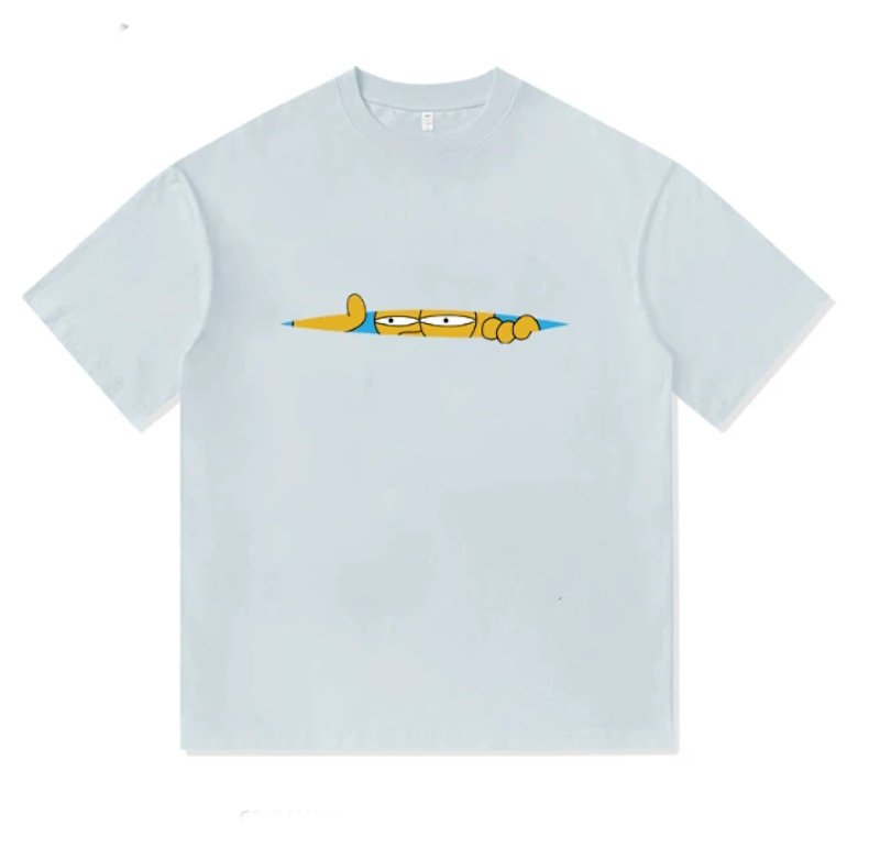 画像7: Peeping Bart Simpson Short-Sleeve  T-Shirt ユニセックス 男女兼用ピーピングバートシンプソンプリント半袖Tシャツ (7)