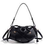 画像2:  Leather Mesh & Studded Drawstring Shoulder Crossbody Bag　レザーメッシュ＆スタッズ巾着ショルダークロスボディーバッグ (2)