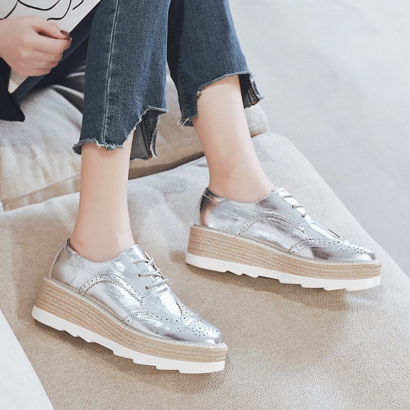 画像6: Women's Patent Real leather Espadrilles lace-up leather loafers sneakers 本革 パテント エナメルレザー 厚底 エスパドリーユ レースアップレザーローファー スニーカー (6)