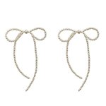 画像7: Pearl ribbon stud earrings, long tassel earrings　パールリボンスタッドピアスロングタッセルピアス イアリング (7)