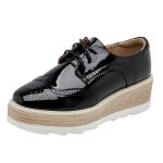 画像2: Women's Patent Real leather Espadrilles lace-up leather loafers sneakers 本革 パテント エナメルレザー 厚底 エスパドリーユ レースアップレザーローファー スニーカー (2)