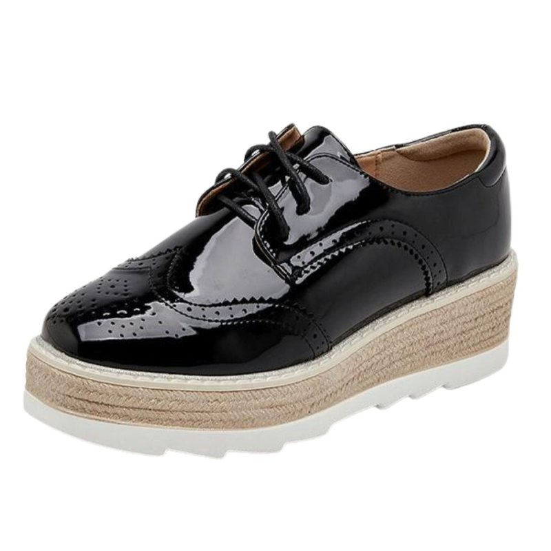 画像2: Women's Patent Real leather Espadrilles lace-up leather loafers sneakers 本革 パテント エナメルレザー 厚底 エスパドリーユ レースアップレザーローファー スニーカー (2)
