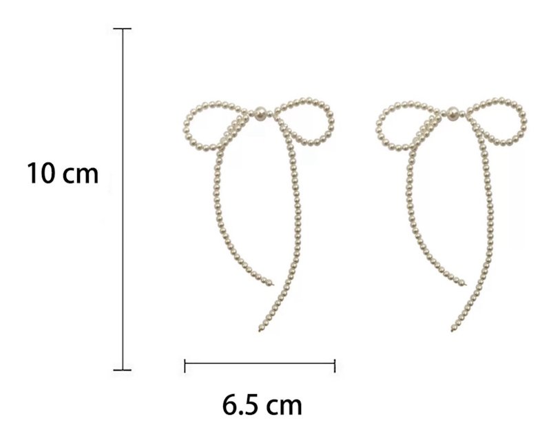 画像9: Pearl ribbon stud earrings, long tassel earrings　パールリボンスタッドピアスロングタッセルピアス イアリング (9)