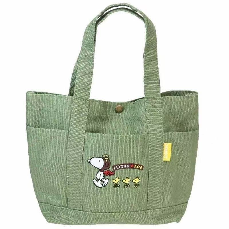 画像1:  Unisex Snoopy embroidered canvas  Tote Shoulder Bag Shopping Eco Bag　ユニセックス男女兼用スヌーピー刺繍キャンバストートショルダーバッグ通勤通学ショッピング (1)