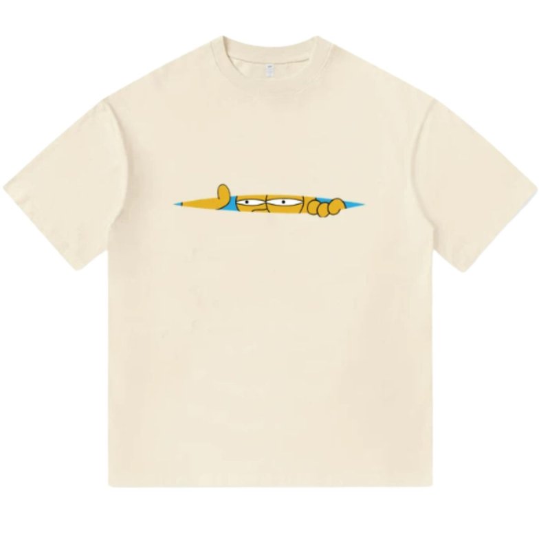 画像2: Peeping Bart Simpson Short-Sleeve  T-Shirt ユニセックス 男女兼用ピーピングバートシンプソンプリント半袖Tシャツ (2)