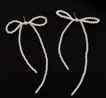画像8: Pearl ribbon stud earrings, long tassel earrings　パールリボンスタッドピアスロングタッセルピアス イアリング (8)