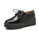 画像4: Women's Patent Real leather Espadrilles lace-up leather loafers sneakers 本革 パテント エナメルレザー 厚底 エスパドリーユ レースアップレザーローファー スニーカー (4)