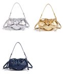 画像10:  Leather Mesh & Studded Drawstring Shoulder Crossbody Bag　レザーメッシュ＆スタッズ巾着ショルダークロスボディーバッグ (10)