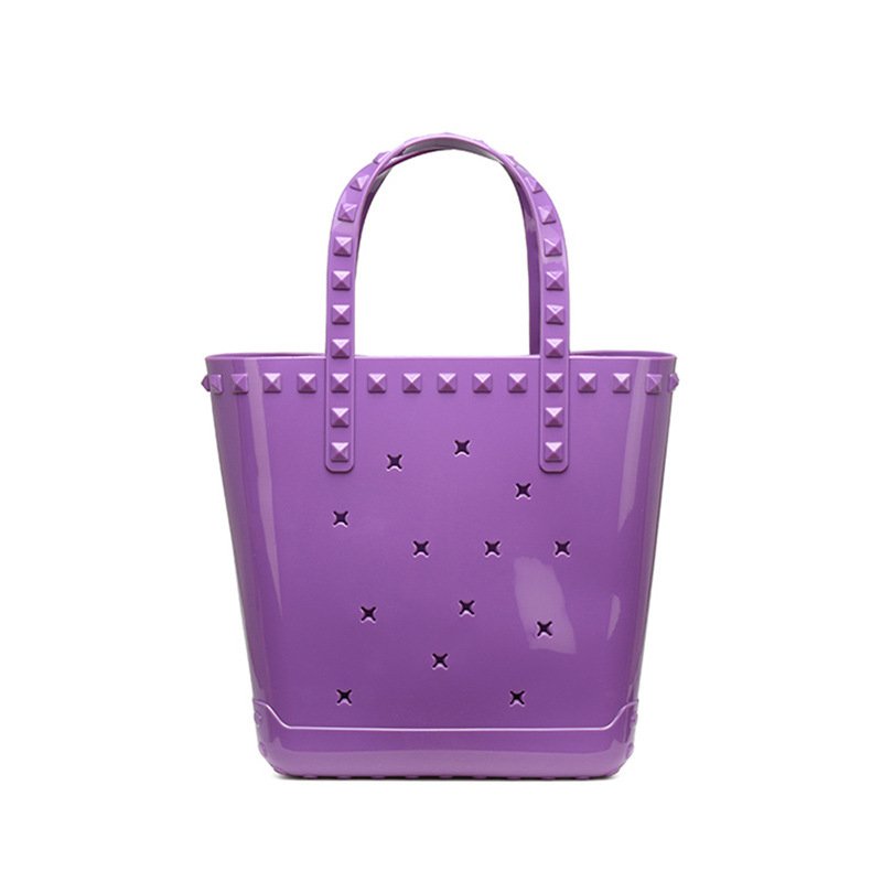 画像1: STUDDED JELLY TOTE BAG Y2K シリコン ジェリー バッグ ゼリー 透明 ビーチ トート ハンドバッグ (1)