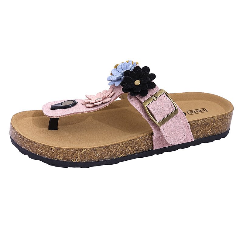 画像1: Floral motif thong sandals  花フラワー 付モチーフトング サンダル  (1)
