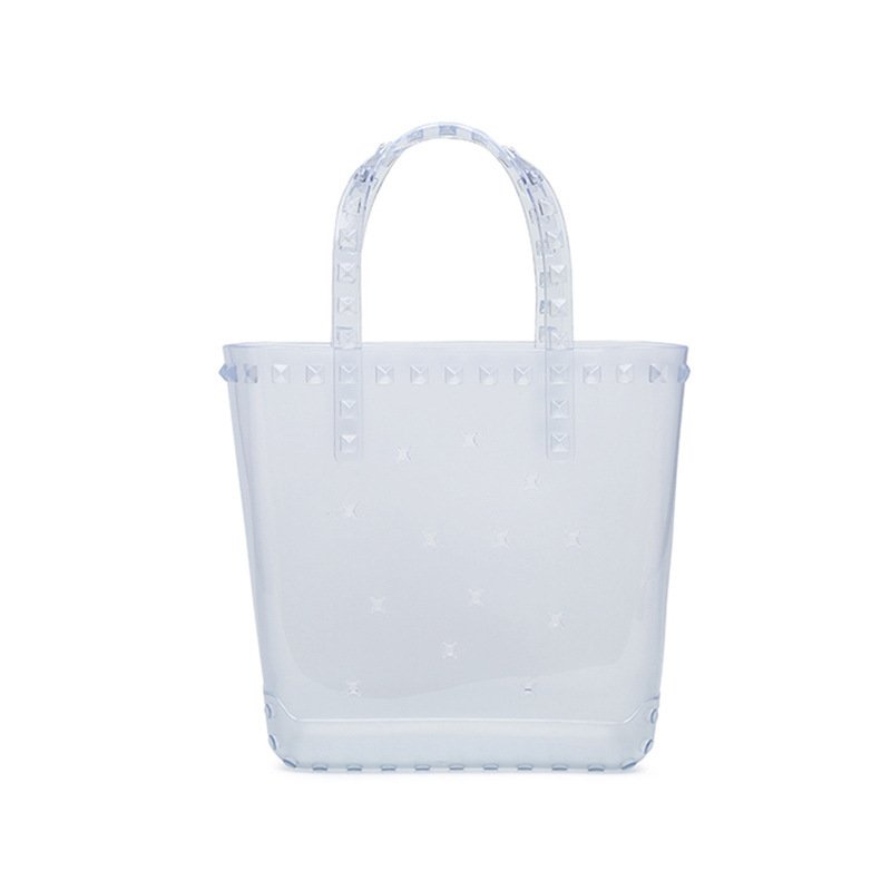 画像3: STUDDED JELLY TOTE BAG Y2K シリコン ジェリー バッグ ゼリー 透明 ビーチ トート ハンドバッグ (3)