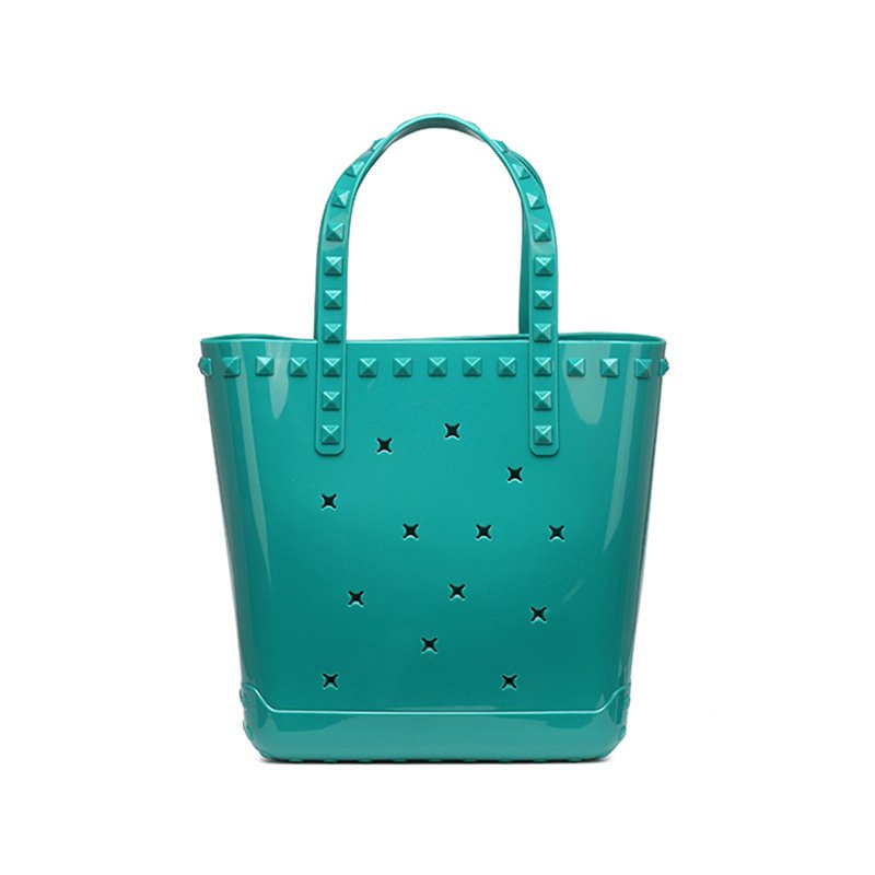 画像4: STUDDED JELLY TOTE BAG Y2K シリコン ジェリー バッグ ゼリー 透明 ビーチ トート ハンドバッグ (4)