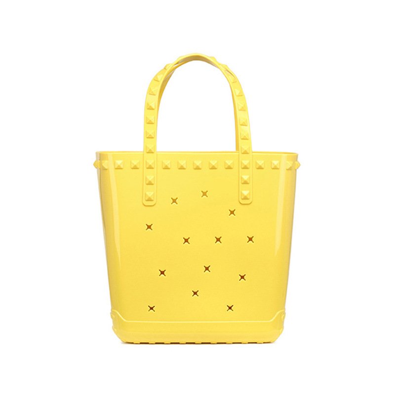 画像8: STUDDED JELLY TOTE BAG Y2K シリコン ジェリー バッグ ゼリー 透明 ビーチ トート ハンドバッグ (8)