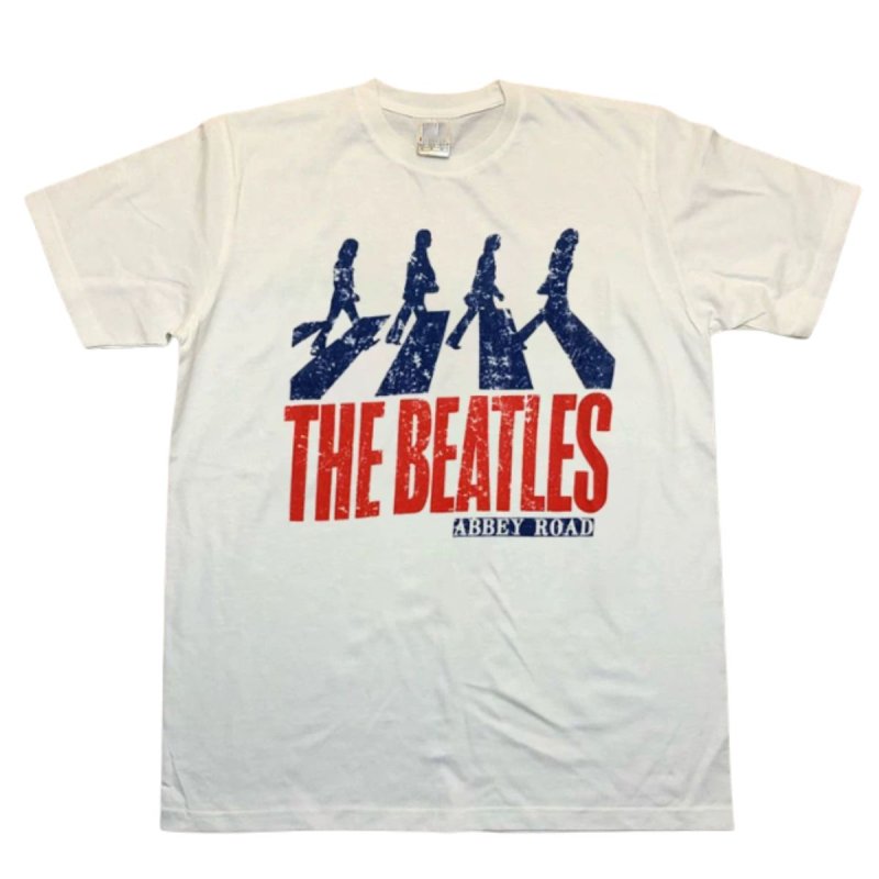 画像1: Abbey Road Beatles silhouette print Short-Sleeve T-Shirt  ユニセックス 男女兼用 アビーロードシルエットビートルズヴィンテージスタイルプリント半袖Tシャツ (1)